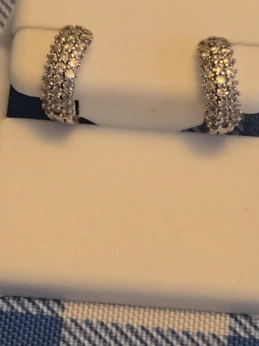 Silver Moissanite Pavé Huggie Hoop Earrings - Sparkling Silver